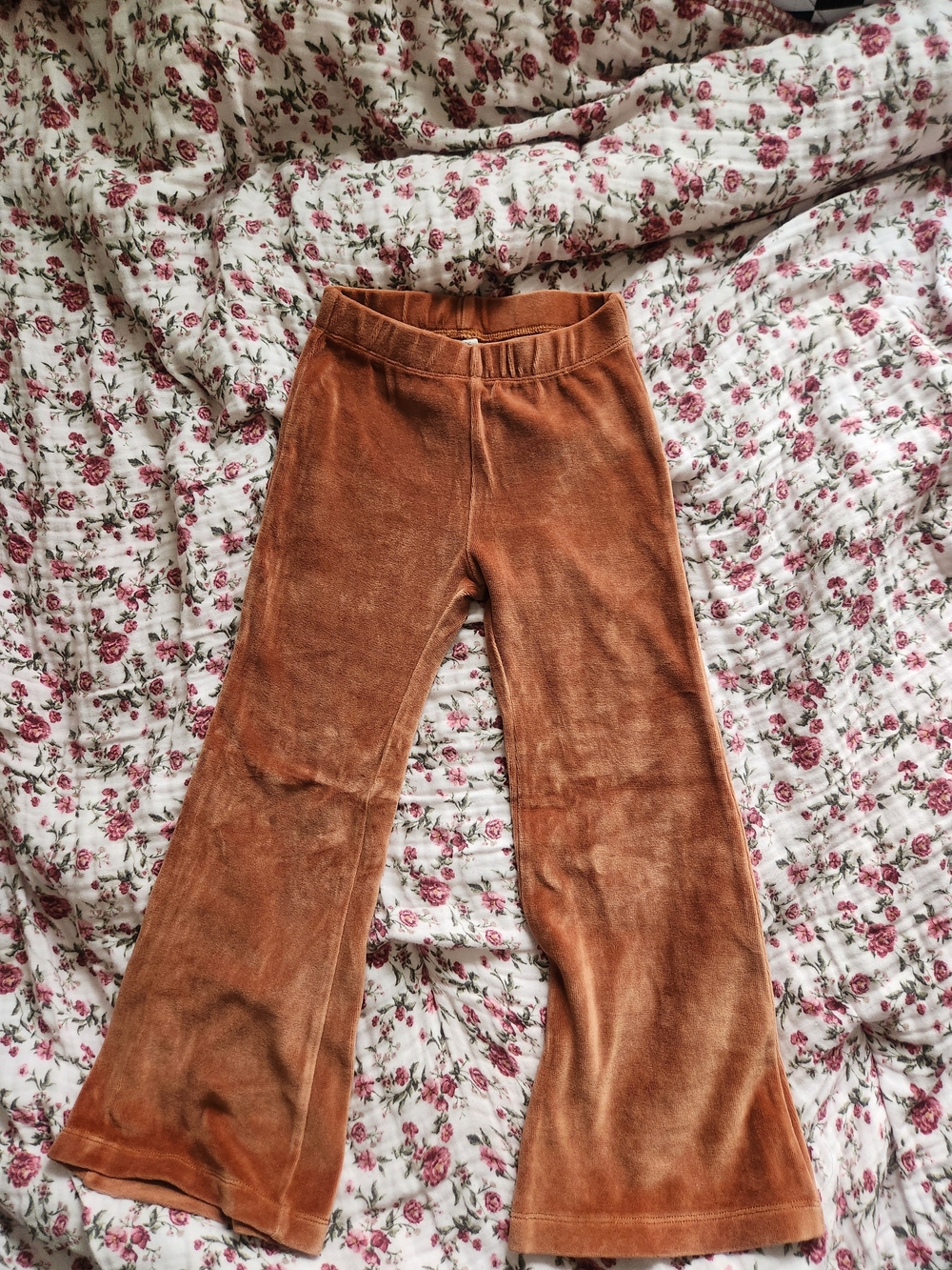 kate quinn Rust Brown Velvet Flared Kids Flare Pants